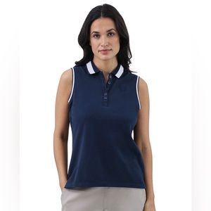 CHAPS Womens Sleeveless Polo Shirt Size XXL Navy & White New